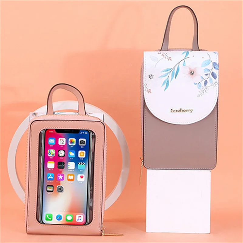 

New Women Touch Screen Mobile Phone Bags Female Printing Large Capacity Single Shoulder Purse Ladies Multifunction Messenger Bag