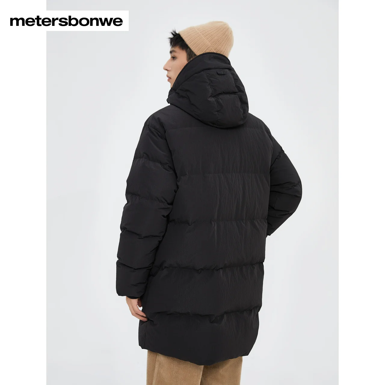 Metersbonwe Men's 22 New Winter Solid Color Stand Collar Hooded Down Jackets 80% Duck Down Loose Thick Medium Length Warm Wear