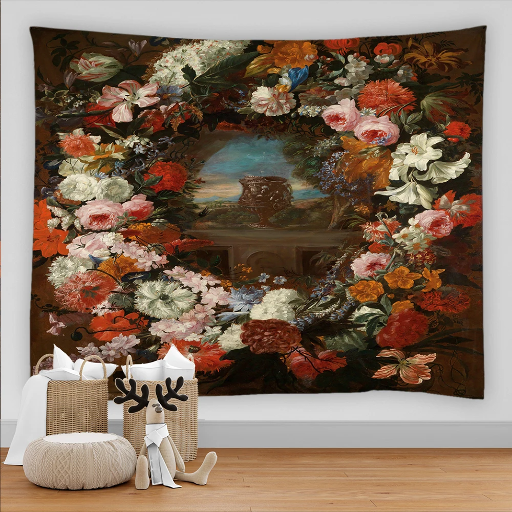 

3D Printed Flowers Pattern Tapestry Pink Daisy Wall Hanging Living Room Wall Canvas Home Bedroom Asthetic Room Decor Tapestry