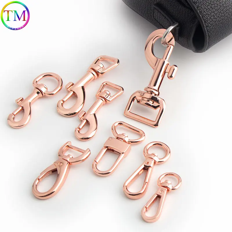 9mm 20mm 25mm Rose Gold Metal Swivel Trigger Lobster Clasp Eye Clips Buckle Strap Snap Hook Buckle For Bag Part Accessories