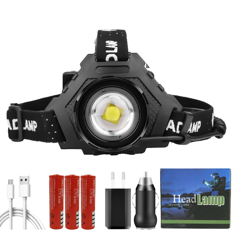 

The Most Brightest Led Headlamp XHP100 Head Flashlight Lamp Battery Zoomable XHP90 Headlight