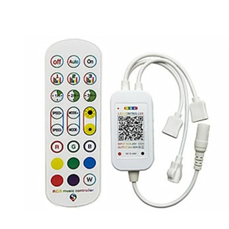 

Hot YO-RGB Led Controller DC5-24V Bluetooth Music Voice Control 24 Keys With Timer Mode For 5050 2835 RGB Strip Light,3 Output
