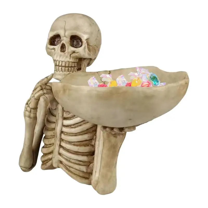 

Skeleton figurines Candy Bowl Horror Skeleton Halloween ornament Creative Skull Key Tray decor festivals birthday party supplies