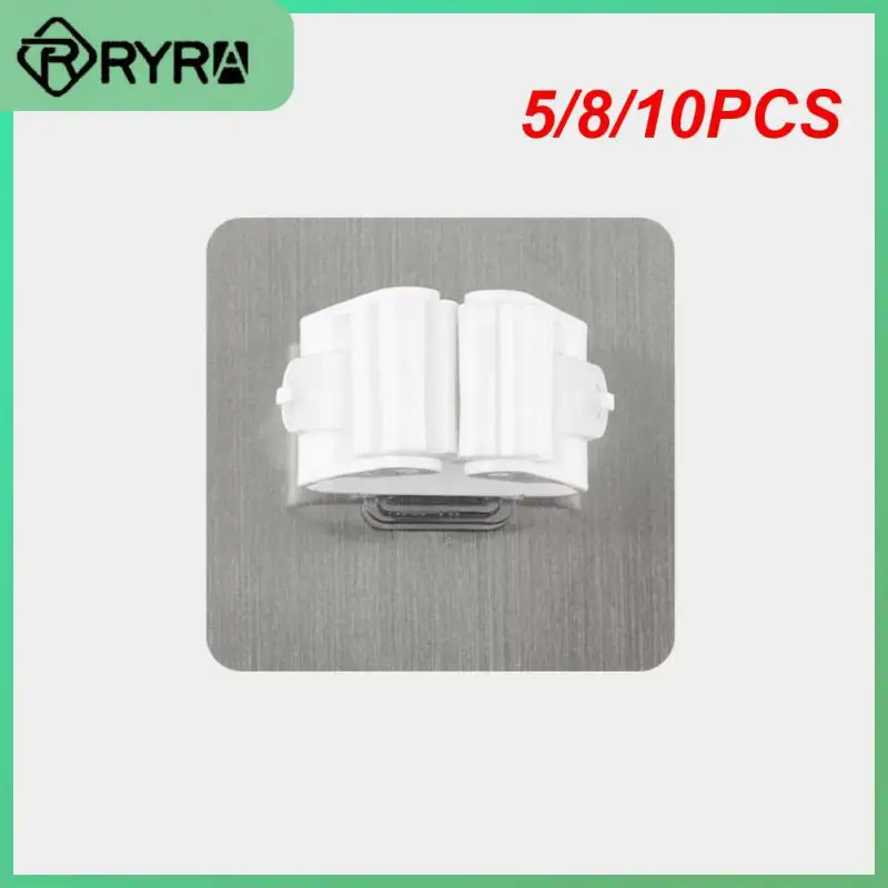 

5/8/10PCS Mop Organizer Wall-mounted Strong Mop Storage Waterproof Self-adhesive Bathroom Accessories Mop Rack Multi-purpose