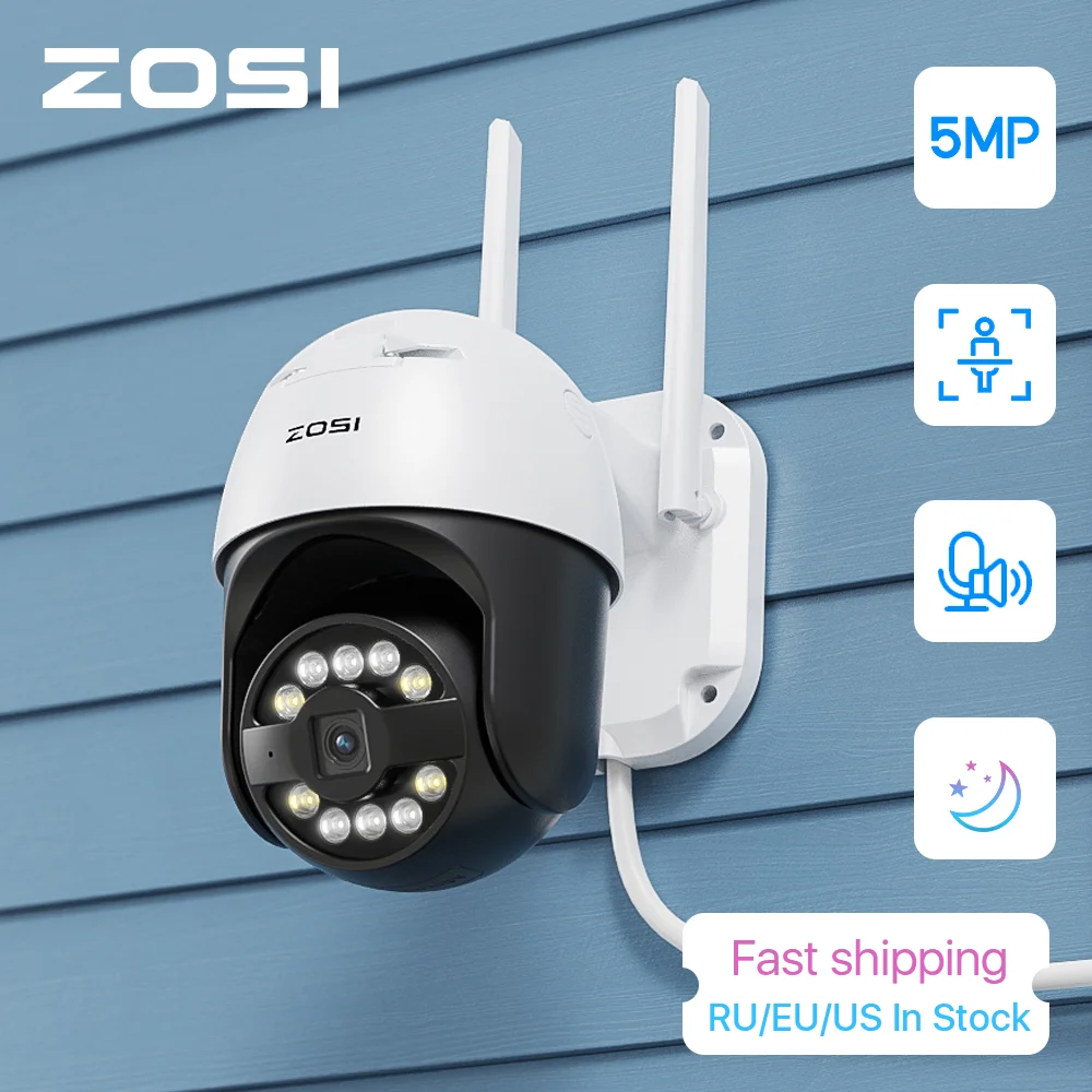 ZOSI C296 5MP PTZ Camera Wifi Person Vehicle Pet Package Detect Wireless CCTV Video Surveillance Camera Home Security Protection