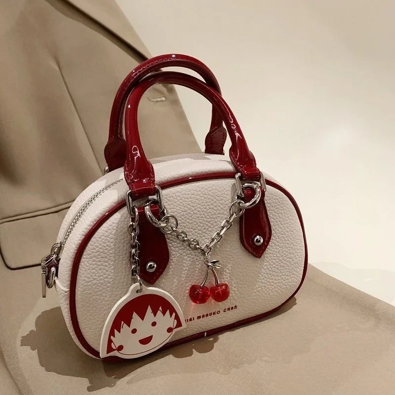 

Retro Cherry Canvas Pu Leather Women's Bag Shoulder Bag Pendant Messenger Bag Handbag Coin Purse Large Capacity Cute Side Bag
