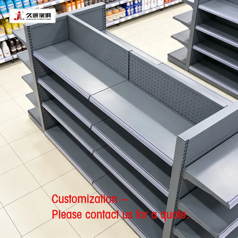 Фото Стеллажи для супермаркетов Custom.JIUSHUN: металлические гондольные полки для розничной торговли, индивидуальные стеллажи для продуктовых магазинов №1