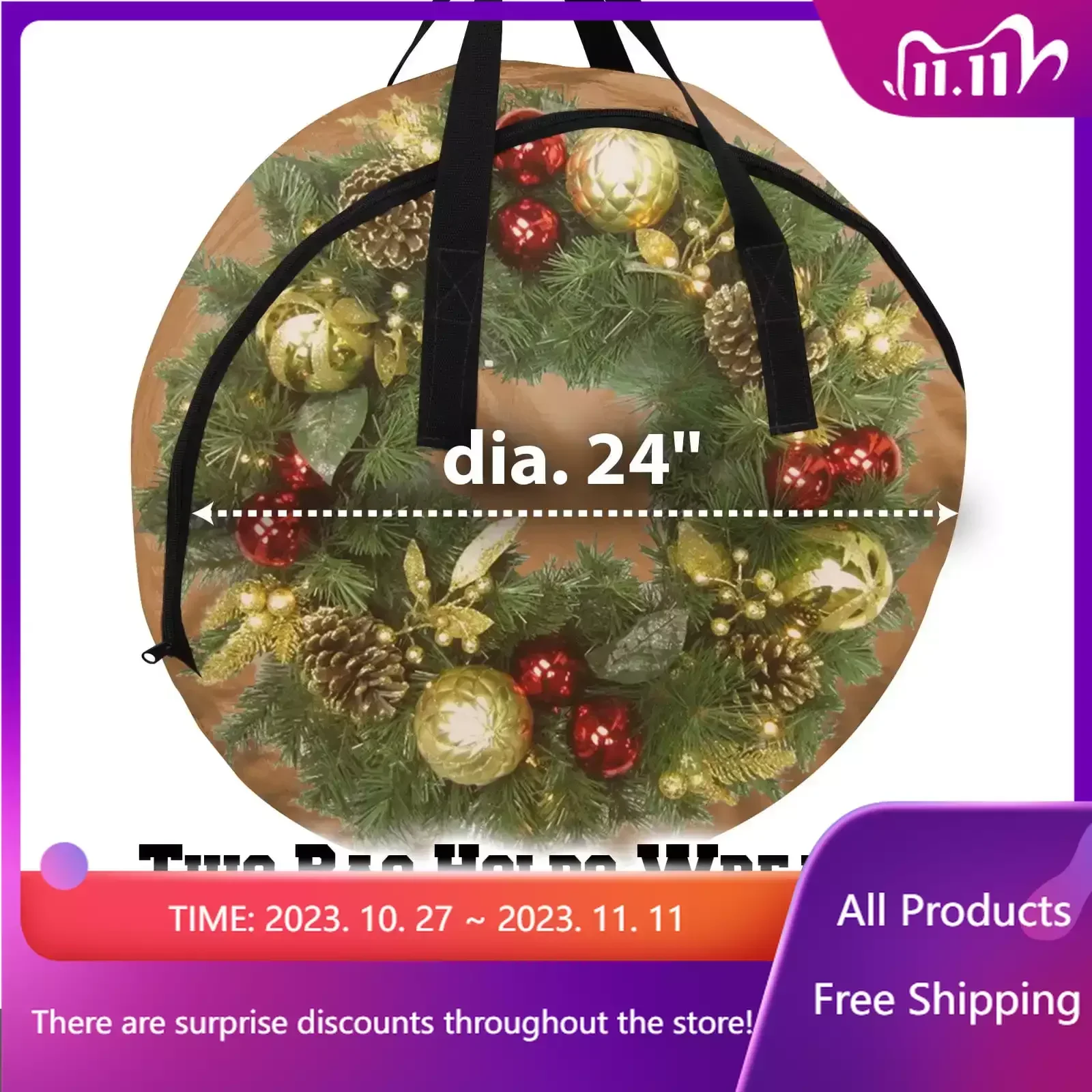 

Christmas Wreath Storage Bag Xmas Holiday Wreath Storage Container for 24-Inch Wreaths (Tan) Christmas Decoration Storage