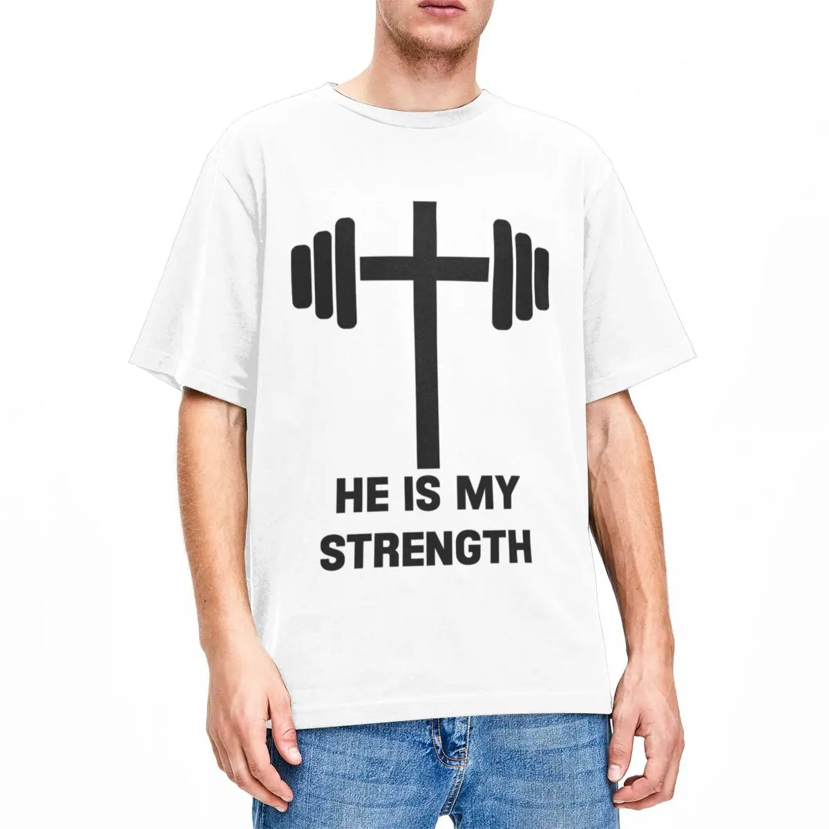 

Men Women Christian Shirts Working Out Strength Catholic Gym Motivational Bible Quote Merch Novelty Cotton God Religious T Shirt