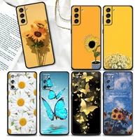 phone case for samsung galaxy s22 s7 s8 s9 s10e s21 s20 fe plus ultra 5g soft silicone case cover sunflower daisy butterfly