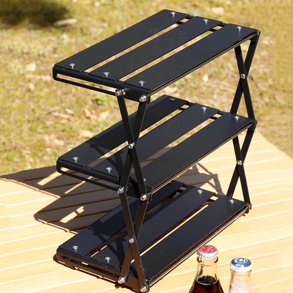 

Garden Foldable Table Strong Bearing Capacity Camping Foldable Shelf Rack Organizer for Camping Picnic BBQ Accessories