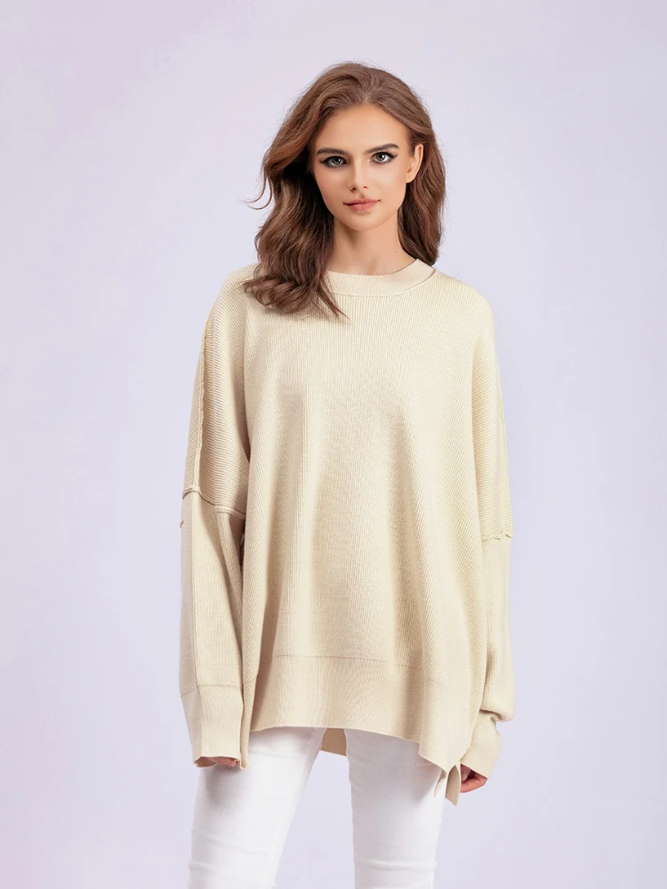 

Women's Sweater Autumn Winter New Womens Clothing Fashion Woman Blouse Round Neck Knit Loose Vintage Versatile Pullover Sweater