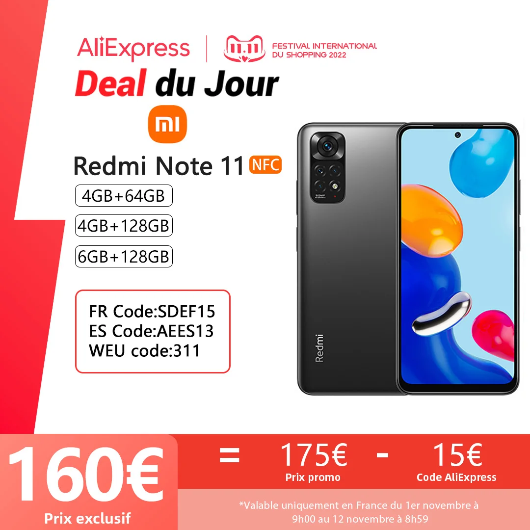 Kup Xiaomi Redmi Note 11 NFC Smartphone Globalna Wersja Snotagon 680 Octa Core 33W Szybkie ładowanie 50mp Quad Camera Globalna Wersja UE ładowarka