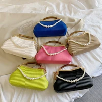 pleated luxury designer handbags for women pearl handle frame bag fashion crossbody bags for women 2022 trend shoulder purse bag