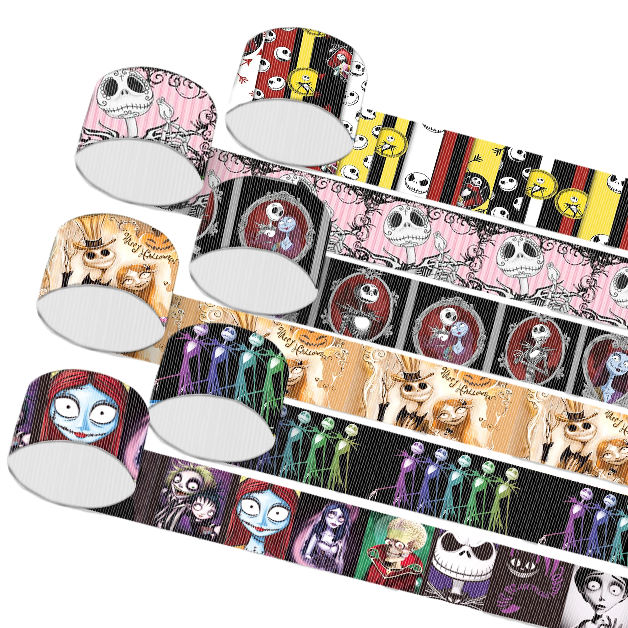 5Y Disney Jack Halloween Ribbon 25mm/38mm/75mm/22mm Wrapping Hair Bow DIY Wedding Christmas Decoration Gift Packing Hair Bow