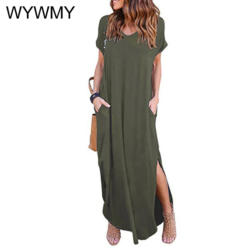 

Plus Size 5XL Sexy Women Dress Summer Solid Casual Short Sleeve Maxi Dress For Women Long Dress Free Shipping Lady Dresses 2021