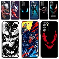 marvel venom dark hero phone case for xiaomi redmi note 11 10s 10 9t 9s 9 8t 8 7 pro plus max 5g silicone tpu cover