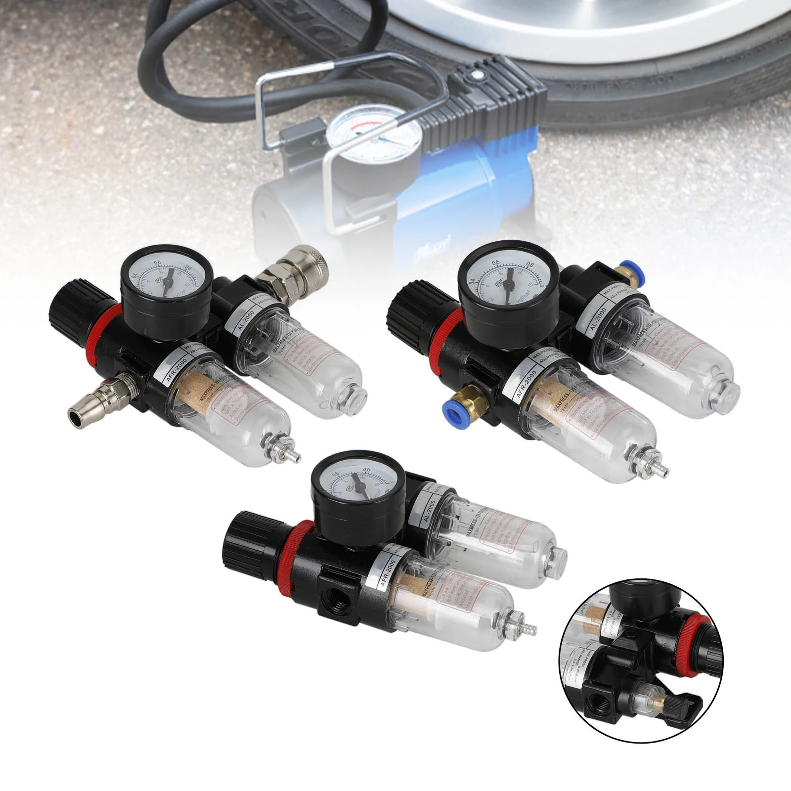 

Artudatech Air Compressor Filter Tool Plastic Reduce Valve Regulator Oil Water Separator