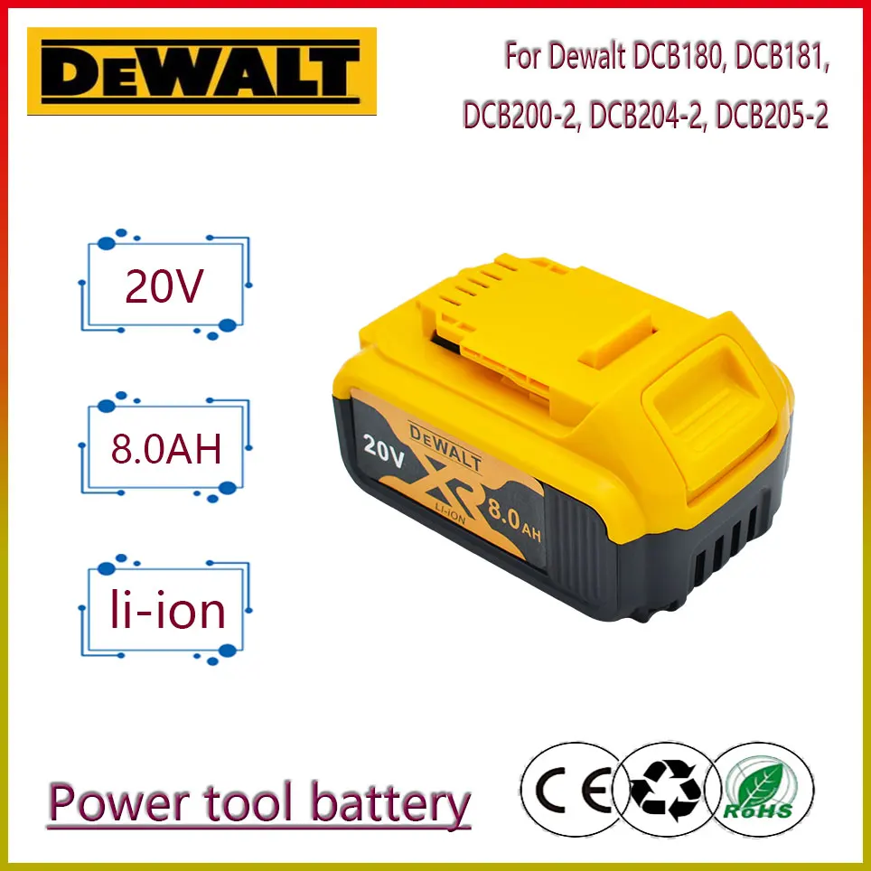 

100 Original DeWalt 20V 8000mAh Li-Ion battery for DeWalt DCB184 DCB181 DCB182 DCB200 power tool replacement battery