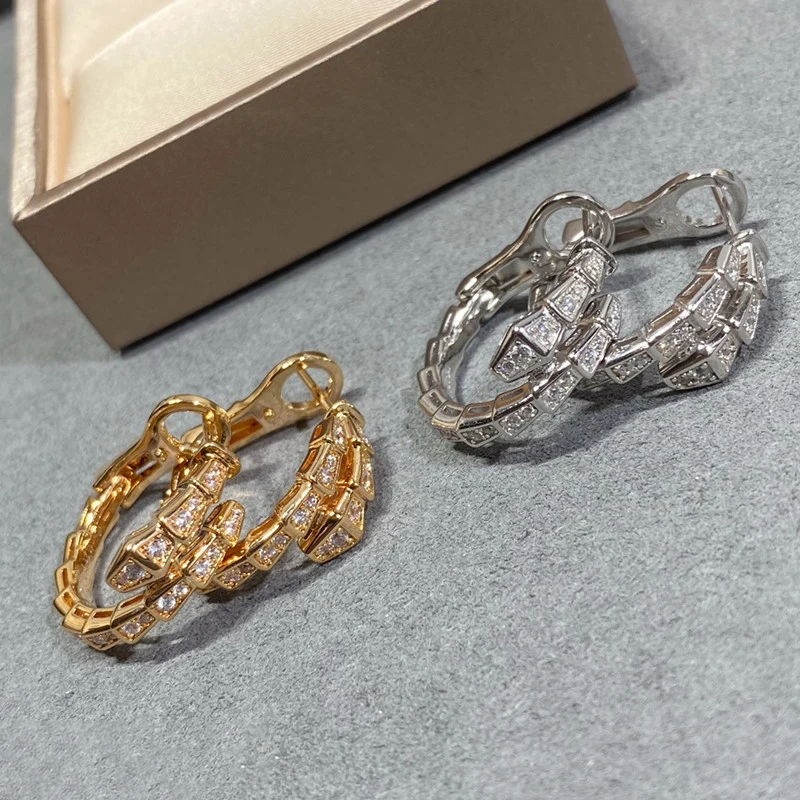 

Женские серьги-змеи из серебра 925 пробы, с инкрустированным Цирконом
