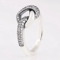 authentic 925 sterling silver knotted heart symbol of love crystal ring for women wedding party europe pandora jewelry