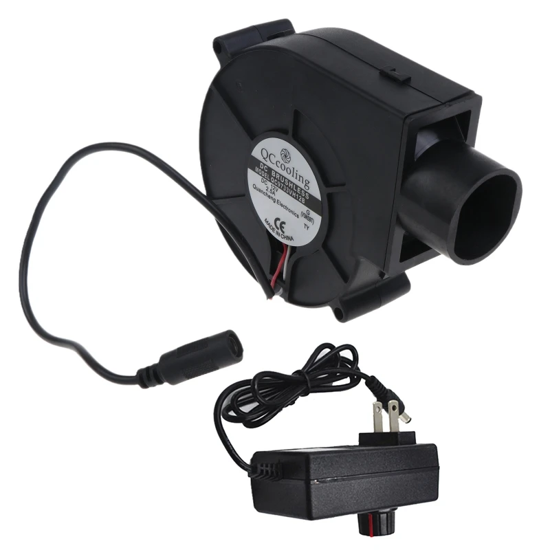 

97mm x 33mm for DC Blower, 12V 2.5A 5500RPM Fan 9733 Adjustable Speed BBQ Fan US Plug for Picnic Grill Wood Stove Cooking