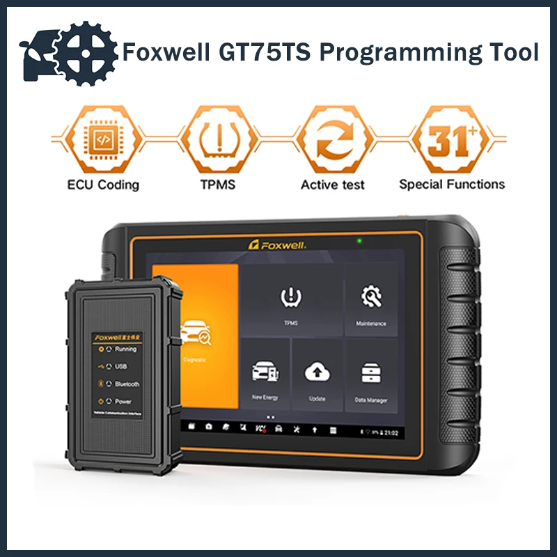 

Foxwell GT75TS Programming Tool ECU Coding TPMS 31+ Service OE-level OBDII Car Diagnostics Scanner Upgrade Version of GT60/NT809