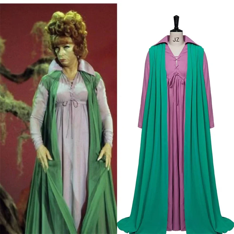 Movie Bewitched Endora Agnes Moorehead Cosplay Costume Women's Dress Cloak Suit Halloween Carnival Outfits