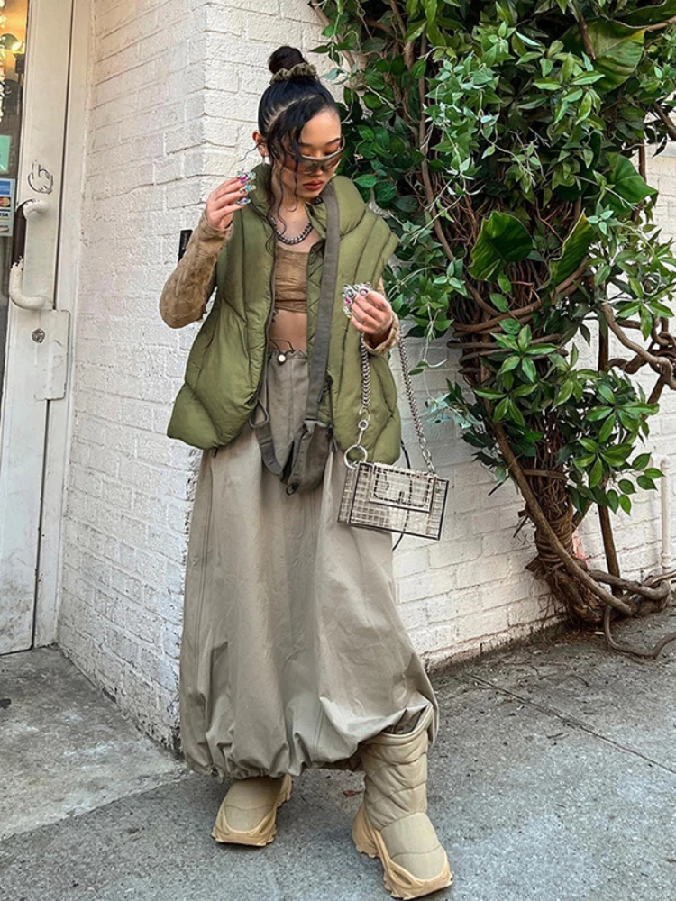 

Casual Solid Tank Tops Women Concise Hipster Turtleneck Zipper Warming Outwear Vest Female Streetwear All-Match Clothing