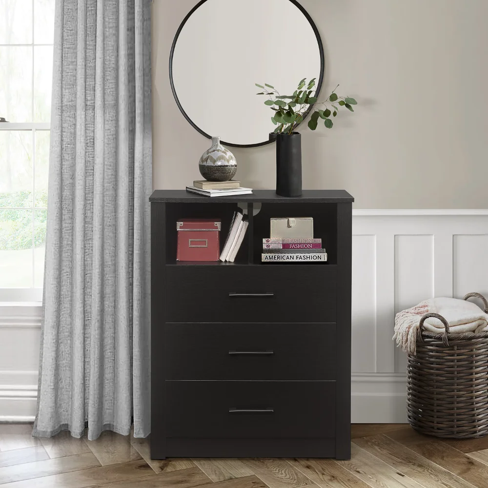 

2701-713 комод Coby с 3 ящиками и полкой, черный дуб, от Smvp Living Essentials, 75,5 фунтов, 27,60X15,60X35,80 дюймов