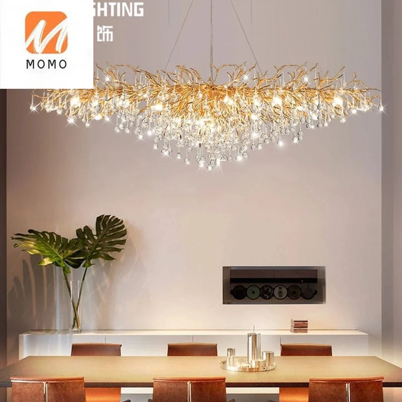 

Modern hotel living room golden luxury crystal ceiling chandelier