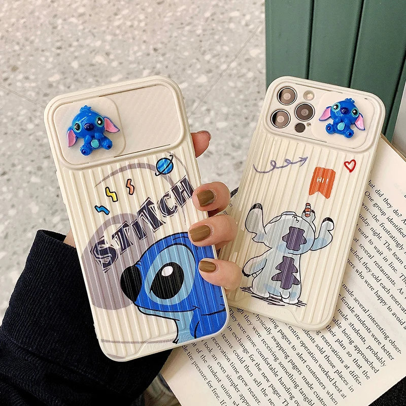 

Disney 3D Cartoon Lilo Stitch Phone Case For iPhone 13 12 11 Pro Max X XR XS Max 7 8 Plus SE Shockproof Soft Leather Cover