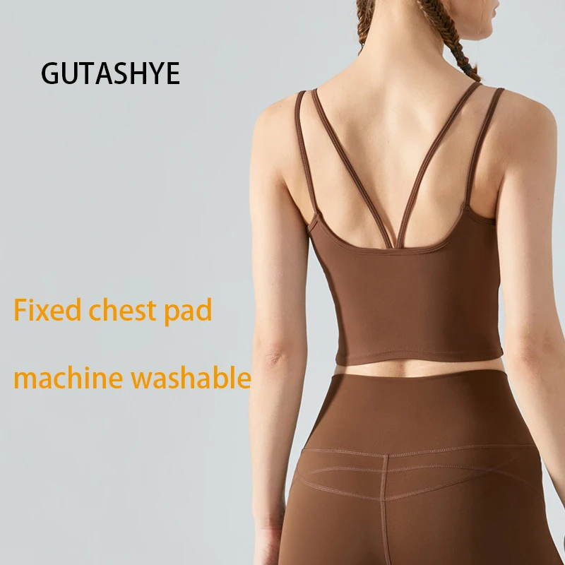 

Women Cross Strap Sports Bra Top Women Push Up Sport Bra Yoga Gym Crop Top Brassiere Fitness Top Sport Bra Breathable Bras