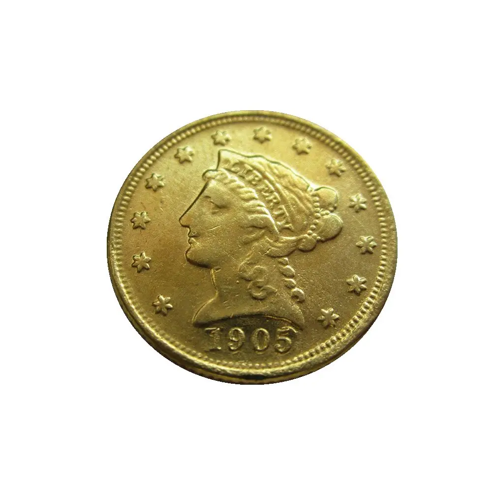 

Копия позолоченной монеты с головой свободы США 1905 $2,5