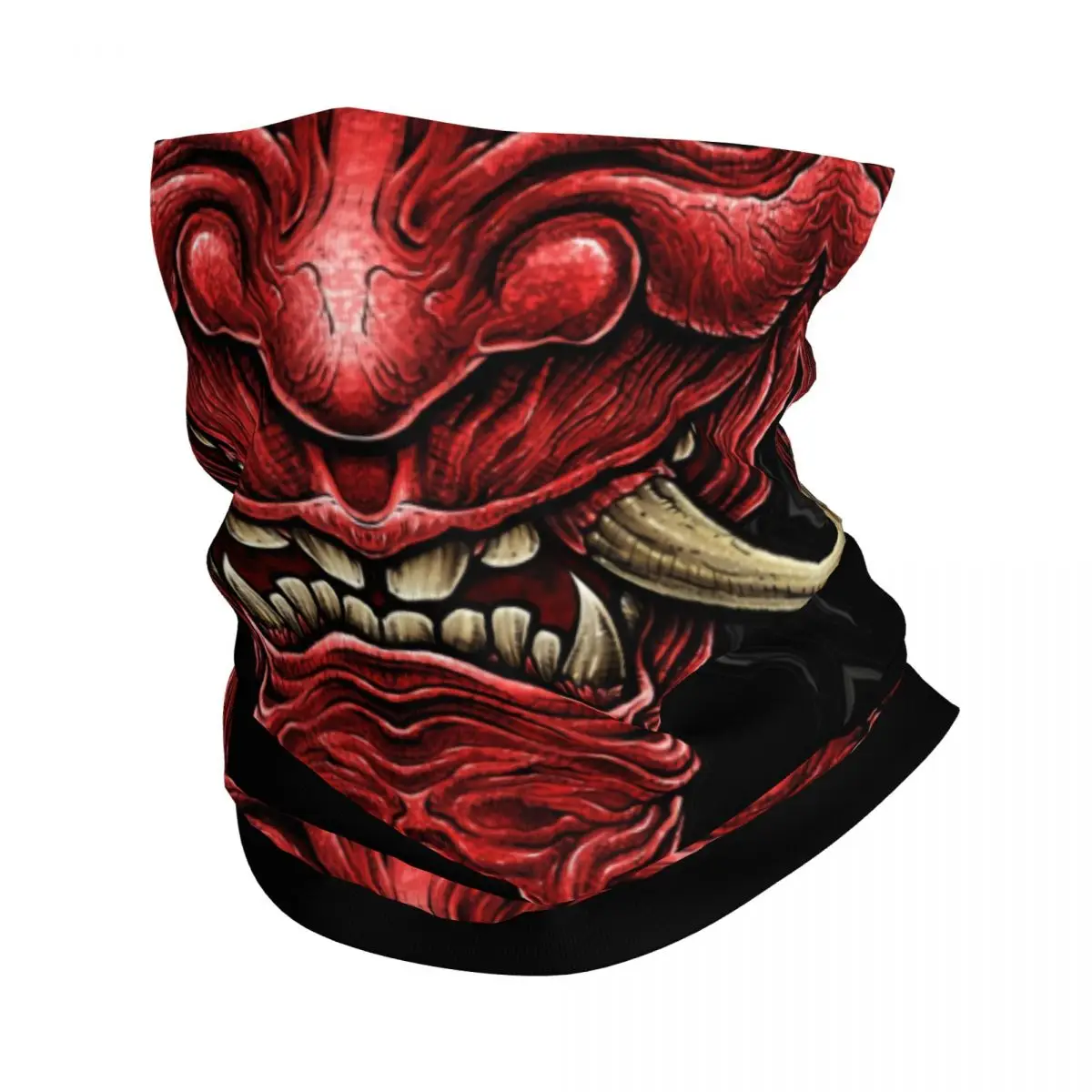 

Horror Red Hannya Winter Headband Neck Warmer Men Ski Cycling Tube Scarf Japanese Samurai Demon Oni Monster Face Bandana Gaiter