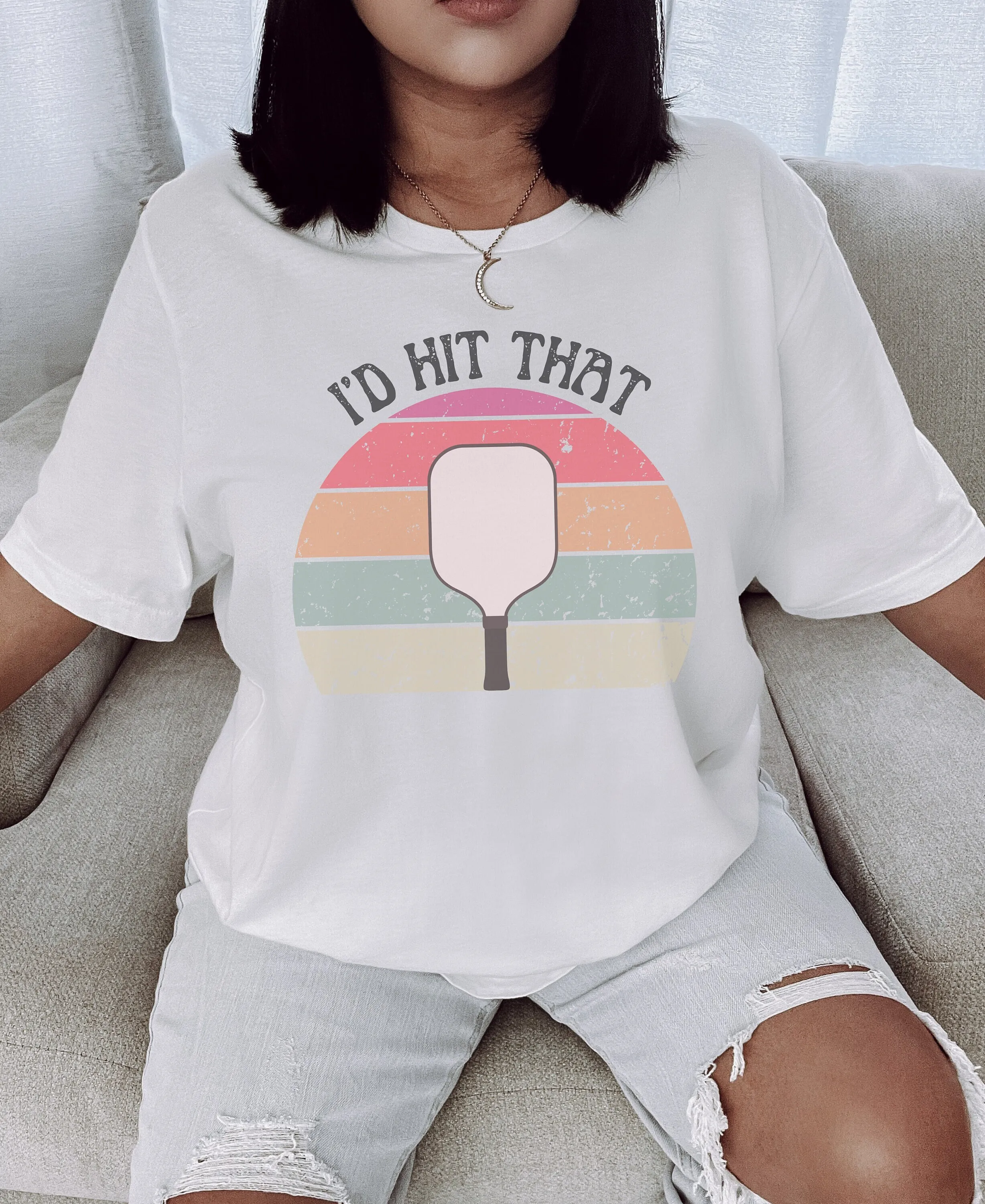 Футболка Pickleball забавная ретро-футболка Iɽ Hit That для ее игрока