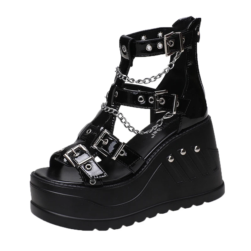 

10CM New Women's Sandals Spring and Autumn Design Sense Elastic Belt Locomotive Fashion Summer Women's Personality Roman Shoes