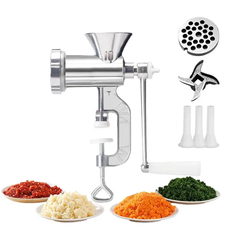 Mini Manual Meat Mincer Food Processor Grinder Portable Chopper Blender Sausage Stuffer Stainless Steel For Beef Fish Home