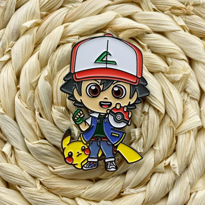 

New Pokemon Cartoon Brooch Anime Action Figure Charmander Squirtle Pikachu Toys Schoolbag Decoration Children Birthday Gifts