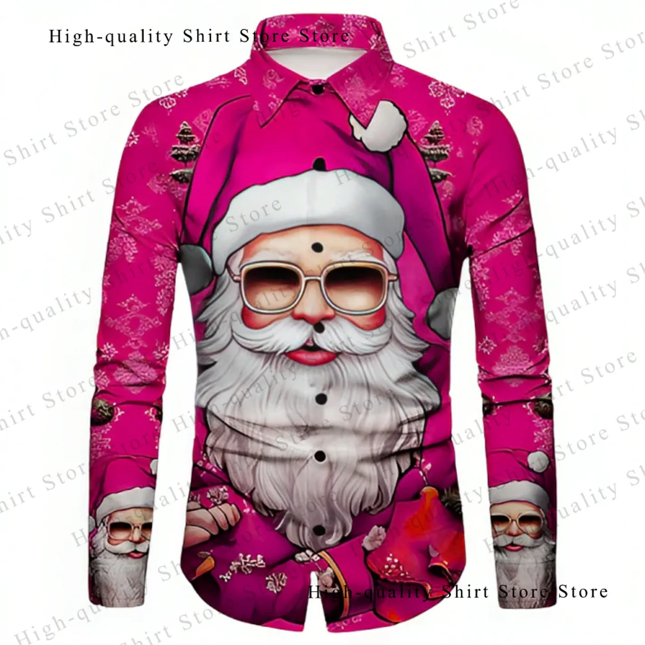 Мужская рубашка с Санта Клаусом удобная дышащая модная стандартная