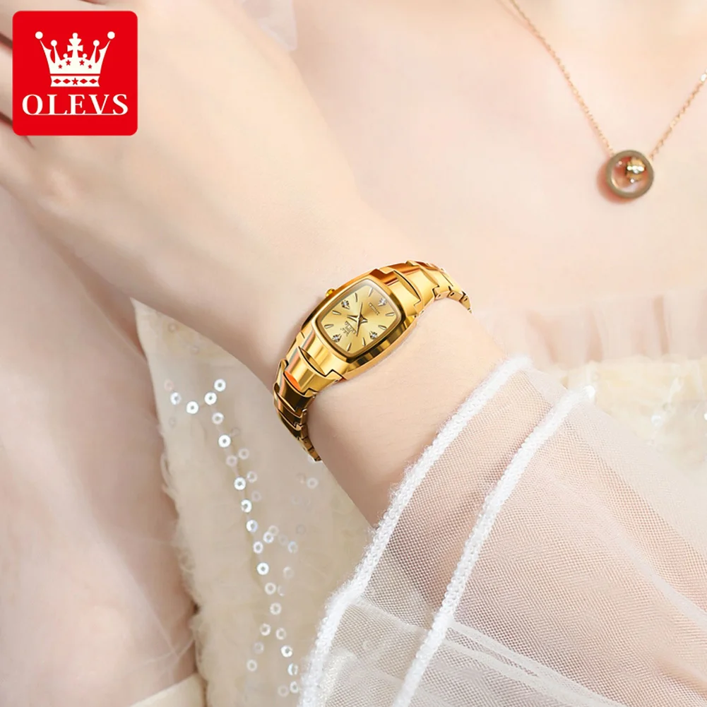 OLEVS Новые элегантные женские кварцевые часы с ремешком из вольфрамовой стали