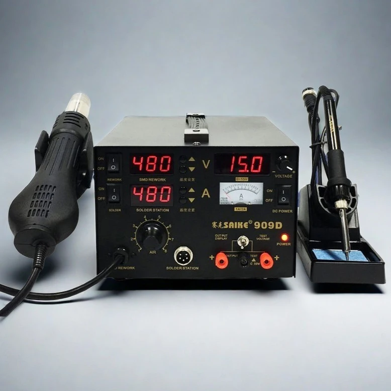 Saike 909d Тепловая пушка 3-в-1 Паяльная станция 220 В или 110