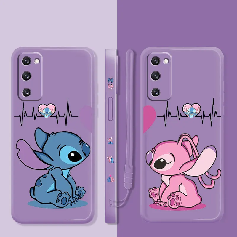 

Liquid Stitch Angel Heartbeat Half Love Phone Case For Samsung S20 FE Note 20 10 Lite S10e S21 Plus S22 Ultra 5G S10 Protective