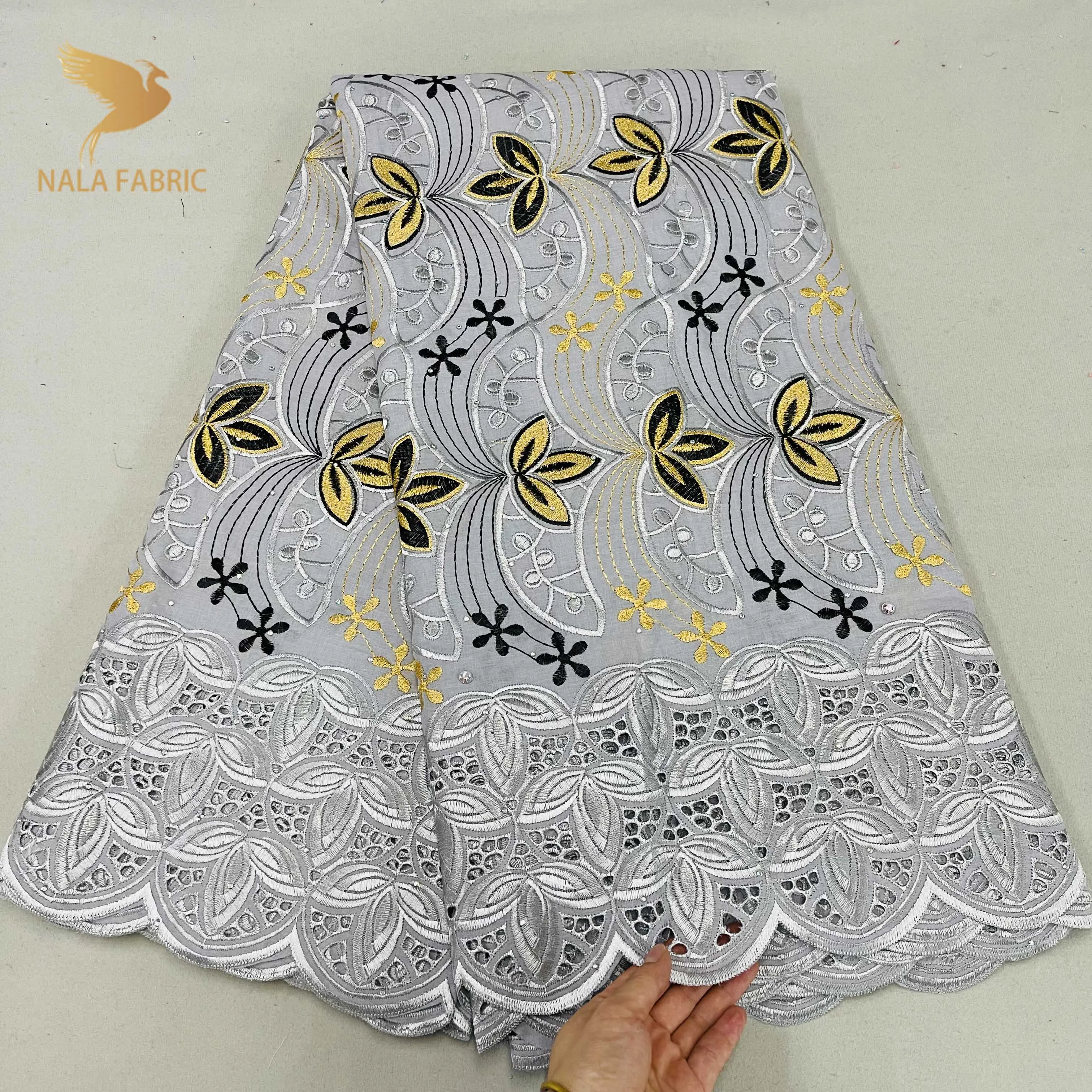 

Nala High Quality African Lace Fabric Nigerian Cotton Lace Fabric Embroidery Swiss Voile In Switzerland For Diy Dress HC202285