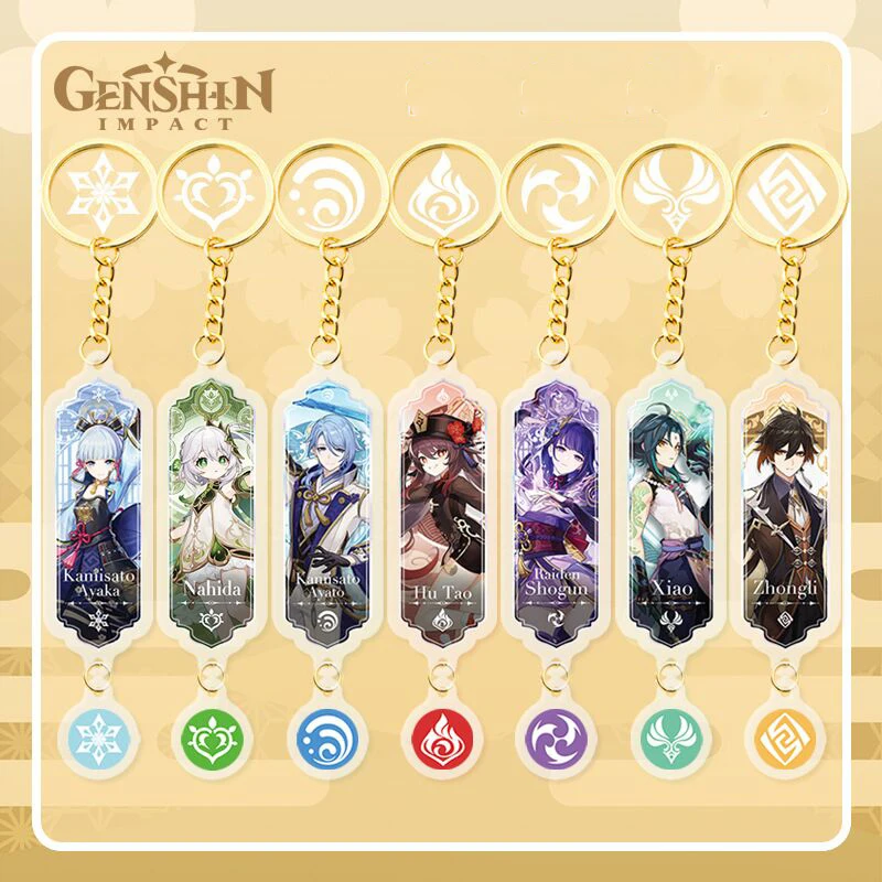 

Genshin Imapct Keychains Cosplay Anime Genshin Yae Miko Nahida Nilou Cyno Kazuha Zhongli Xiao Acrylic Keyrings BackPack Pendants