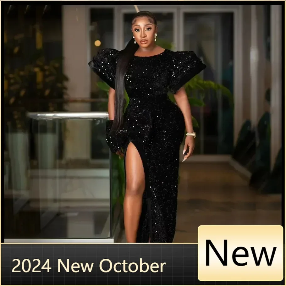 Вечернее платье в афро-американском стиле 2025 года. Черное с круглым вырезом и