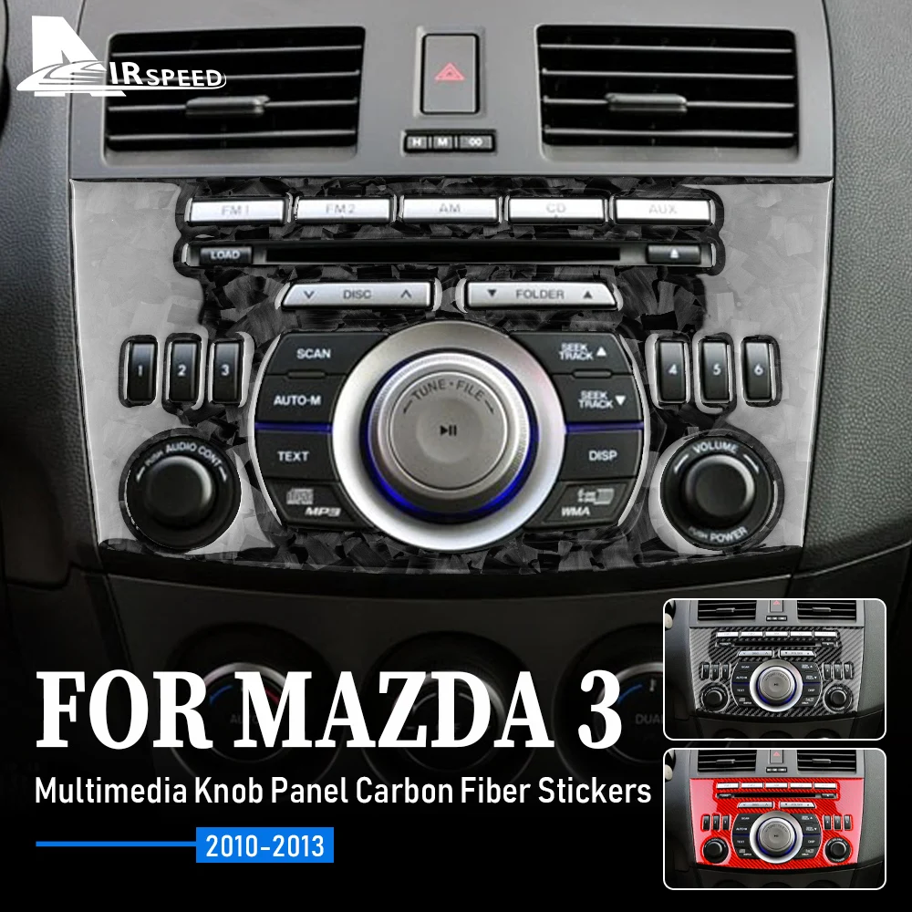 

AIRSPEED For Mazda 3 2010 2011 2012 2013 Real Carbon Fiber Car Center Air Outlet Panel Radio Frame Trim Sticker Accessories