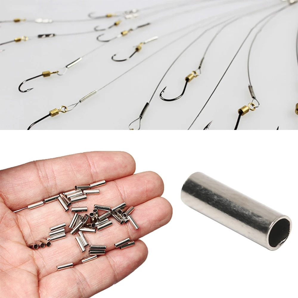 100 шт. черные/серебряные круглые медные рыболовные трубки |