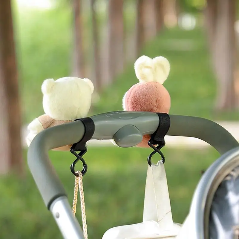 

Cartoon Baby Stroller Double Hook Plush Toys Pram Cart Hanging Diaper Organizer Bag Universal Hanger Clip Stroller Accessories