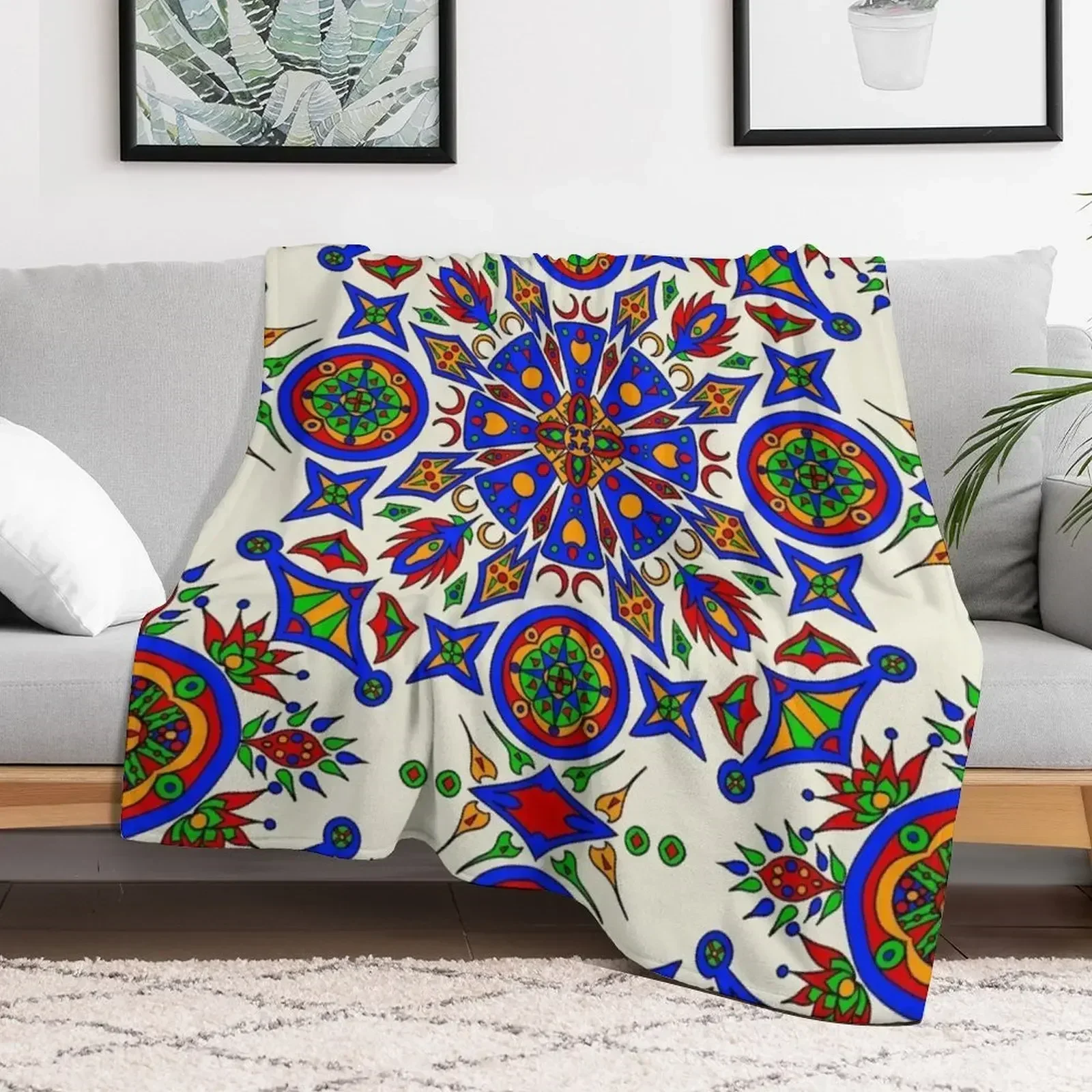 Турецкая цветочная плитка # 3-х мягких роскошных походных одеял